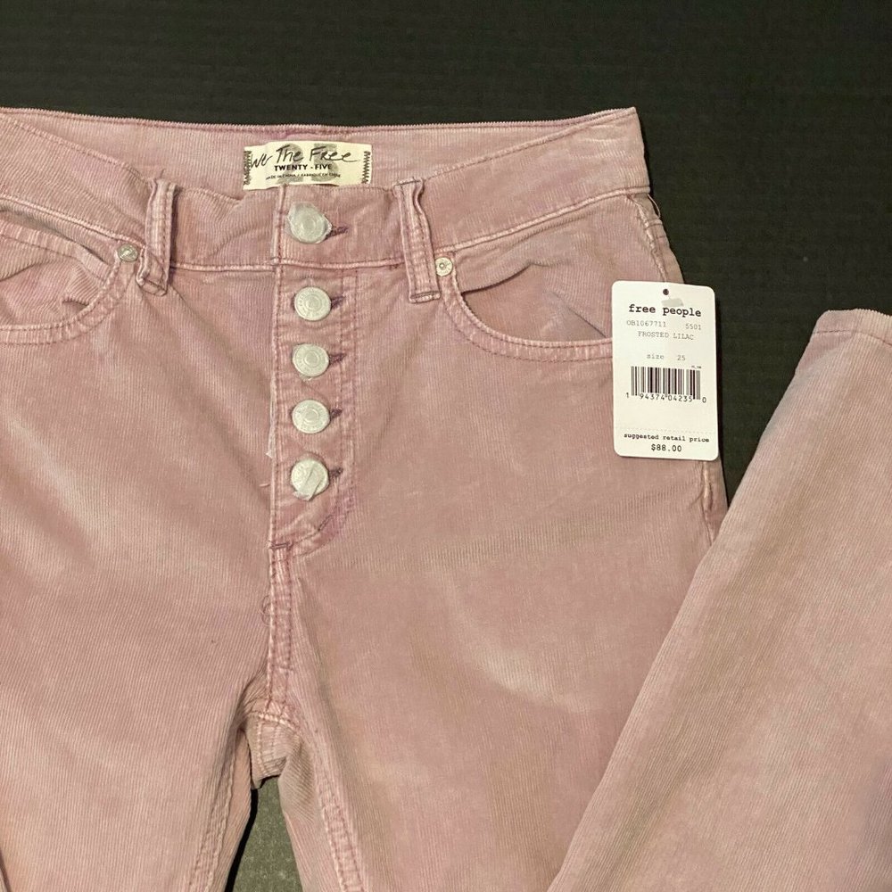 NWT Free People $88 We The Free Women Jeans 25 Sun Chaser Cord Skinny Lilac - Picture 3 of 9